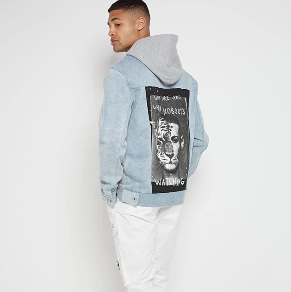 WHO ARE YOU? HOODIE - GREY/STONEWASH BLUE